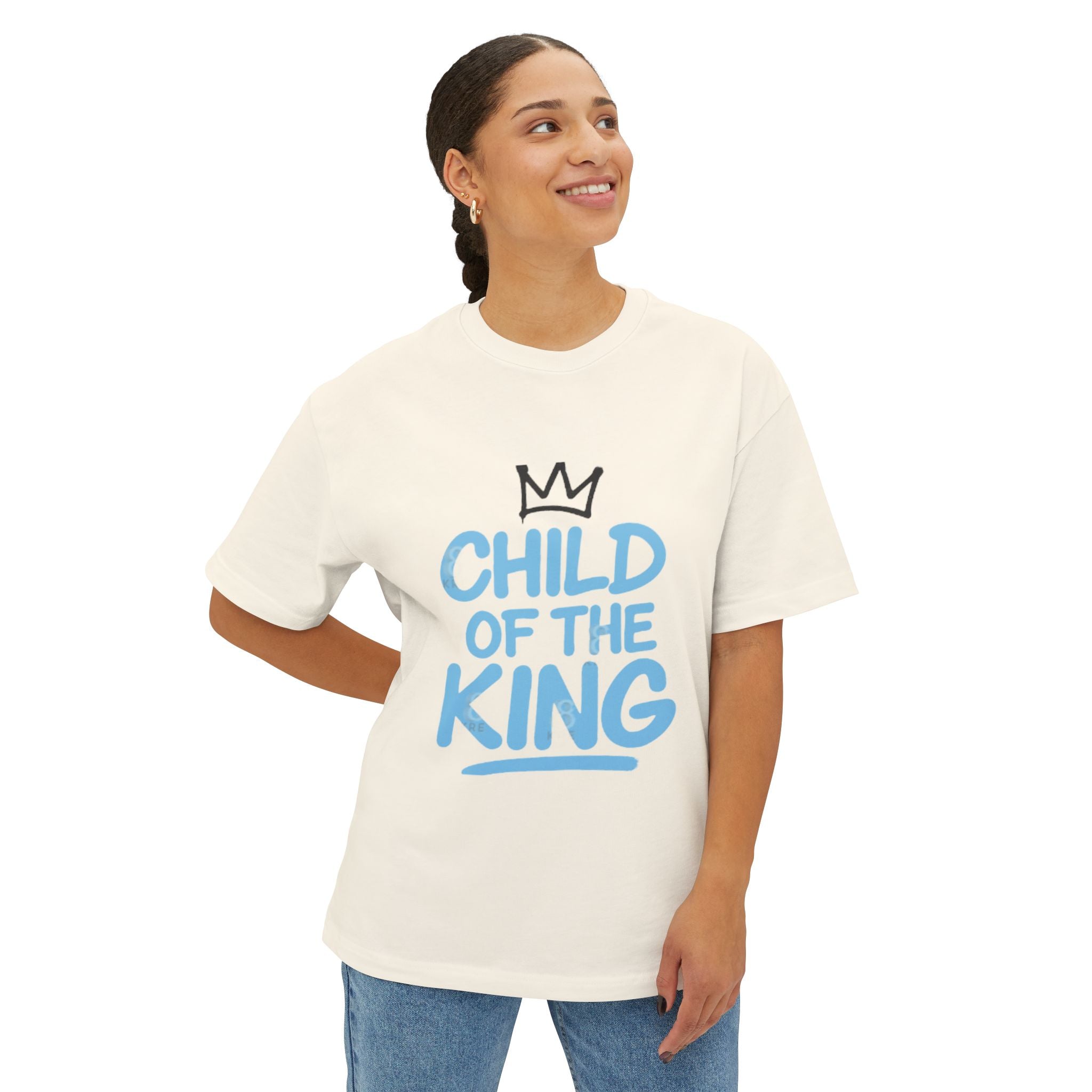 Oversized Graphic Tee - "Child of the King" Inspirational Shirt, Casual Wear, Relaxed Fit, Gift for Youth, Faith-Based Apparel