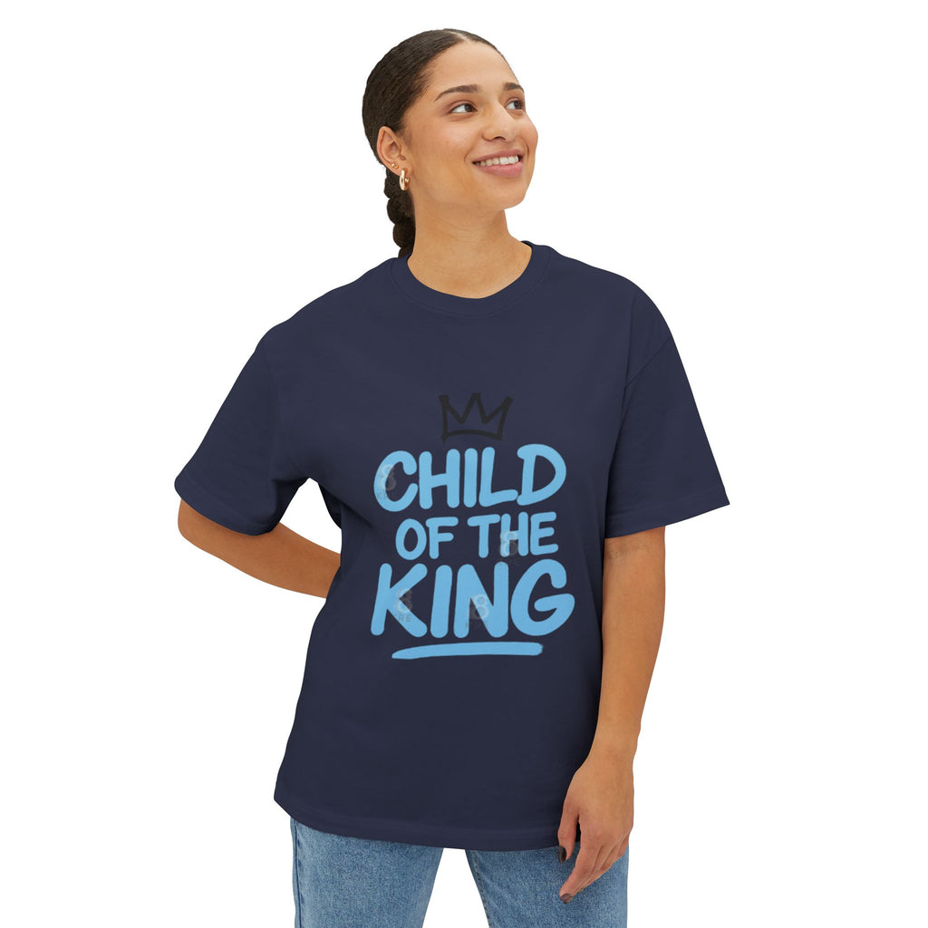 Oversized Graphic Tee - "Child of the King" Inspirational Shirt, Casual Wear, Relaxed Fit, Gift for Youth, Faith-Based Apparel