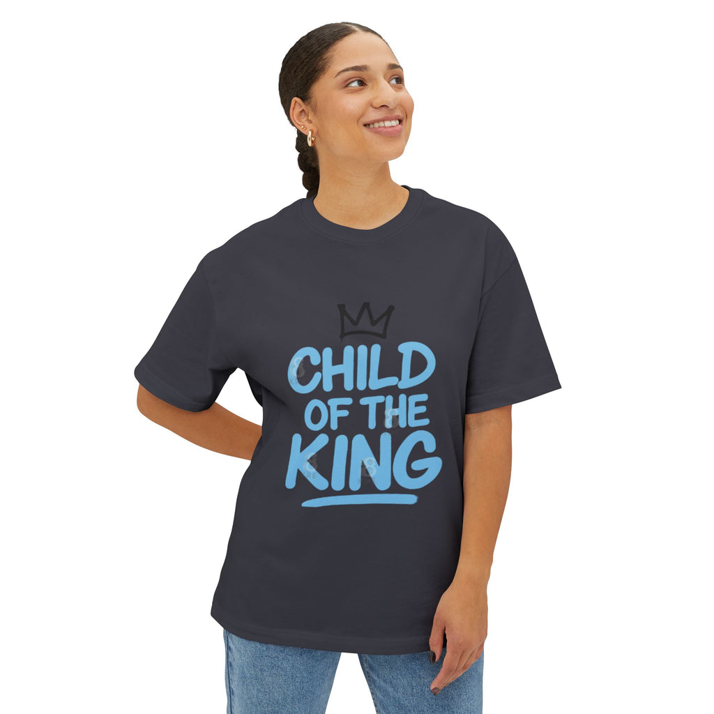 Oversized Graphic Tee - "Child of the King" Inspirational Shirt, Casual Wear, Relaxed Fit, Gift for Youth, Faith-Based Apparel