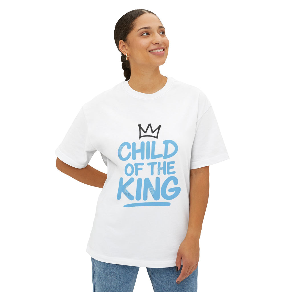 Oversized Graphic Tee - "Child of the King" Inspirational Shirt, Casual Wear, Relaxed Fit, Gift for Youth, Faith-Based Apparel