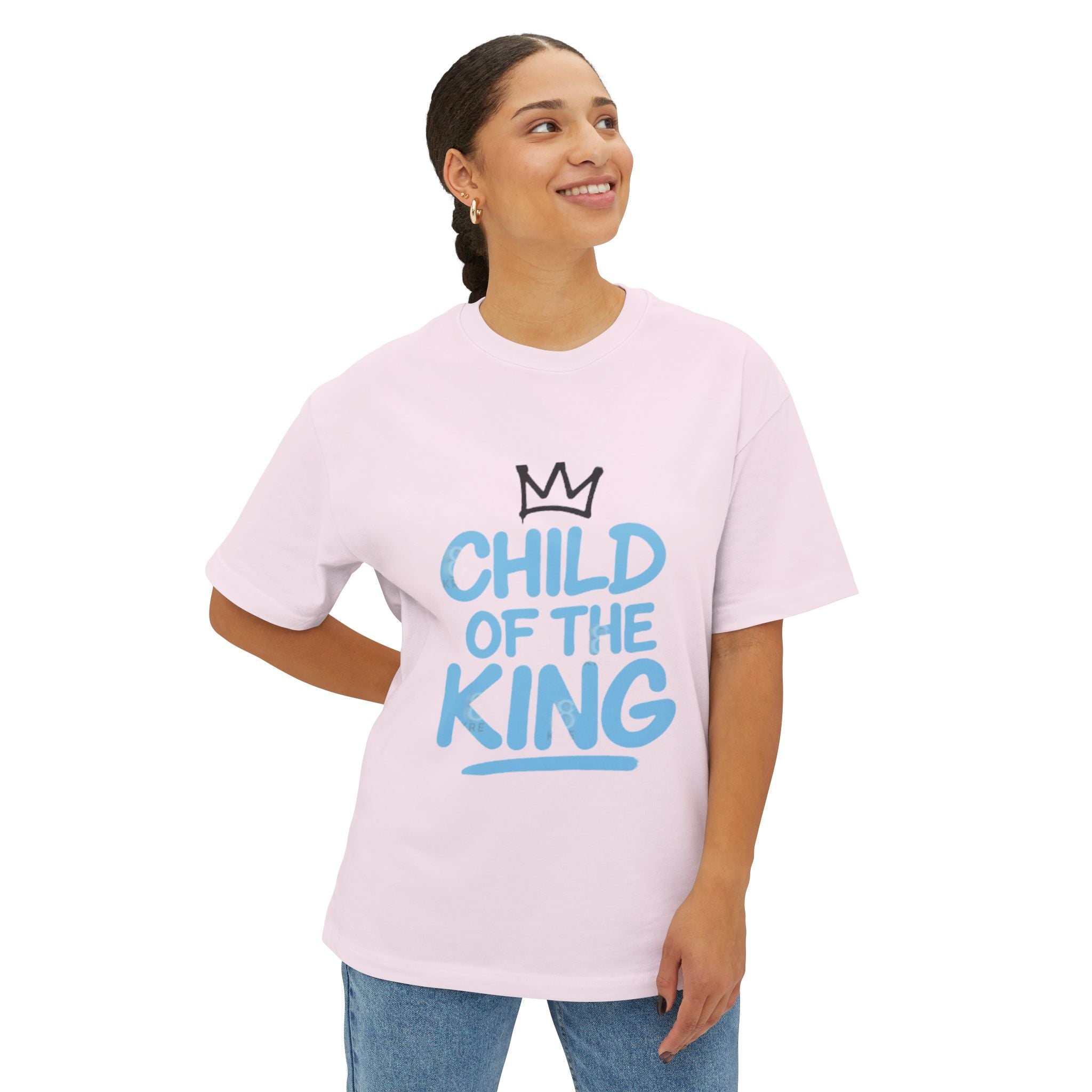 Oversized Graphic Tee - "Child of the King" Inspirational Shirt, Casual Wear, Relaxed Fit, Gift for Youth, Faith-Based Apparel
