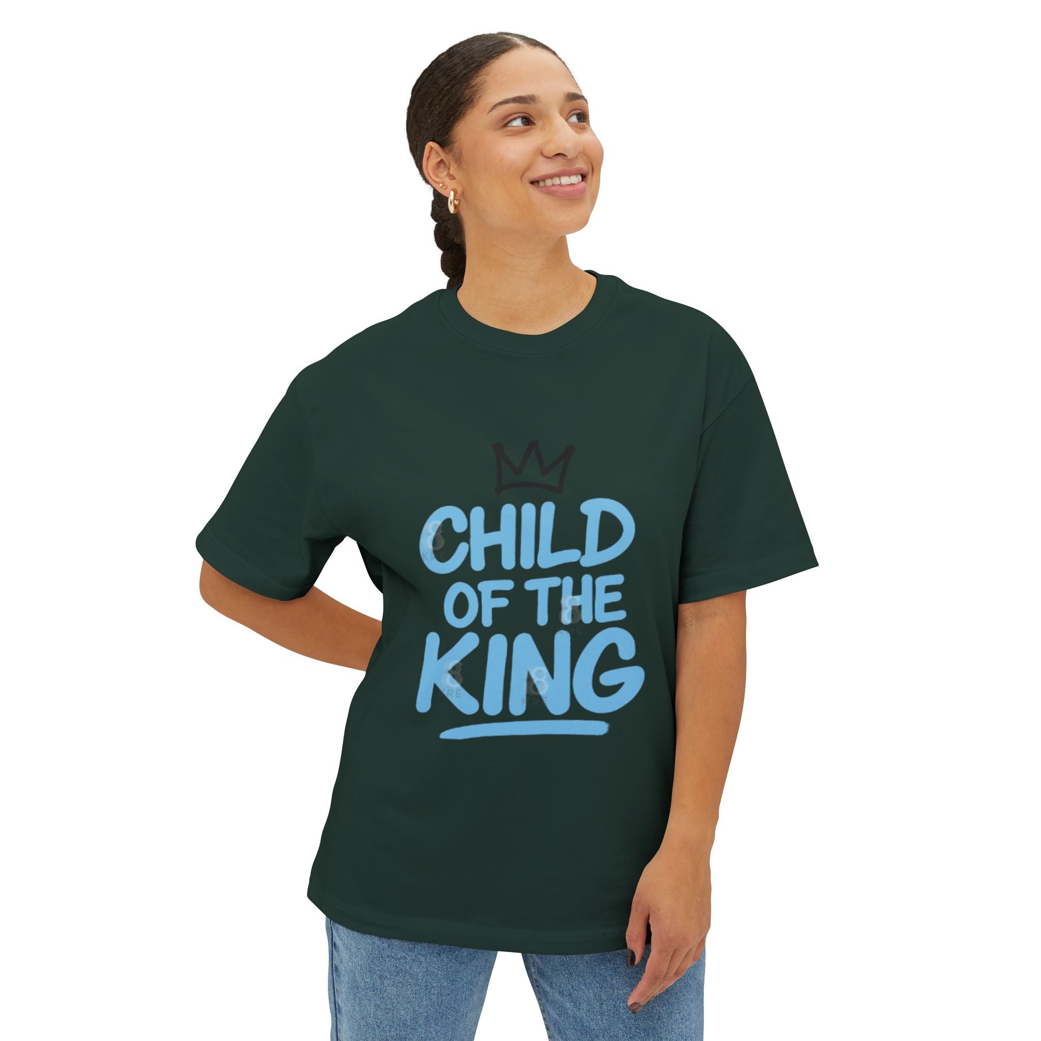 Oversized Graphic Tee - "Child of the King" Inspirational Shirt, Casual Wear, Relaxed Fit, Gift for Youth, Faith-Based Apparel