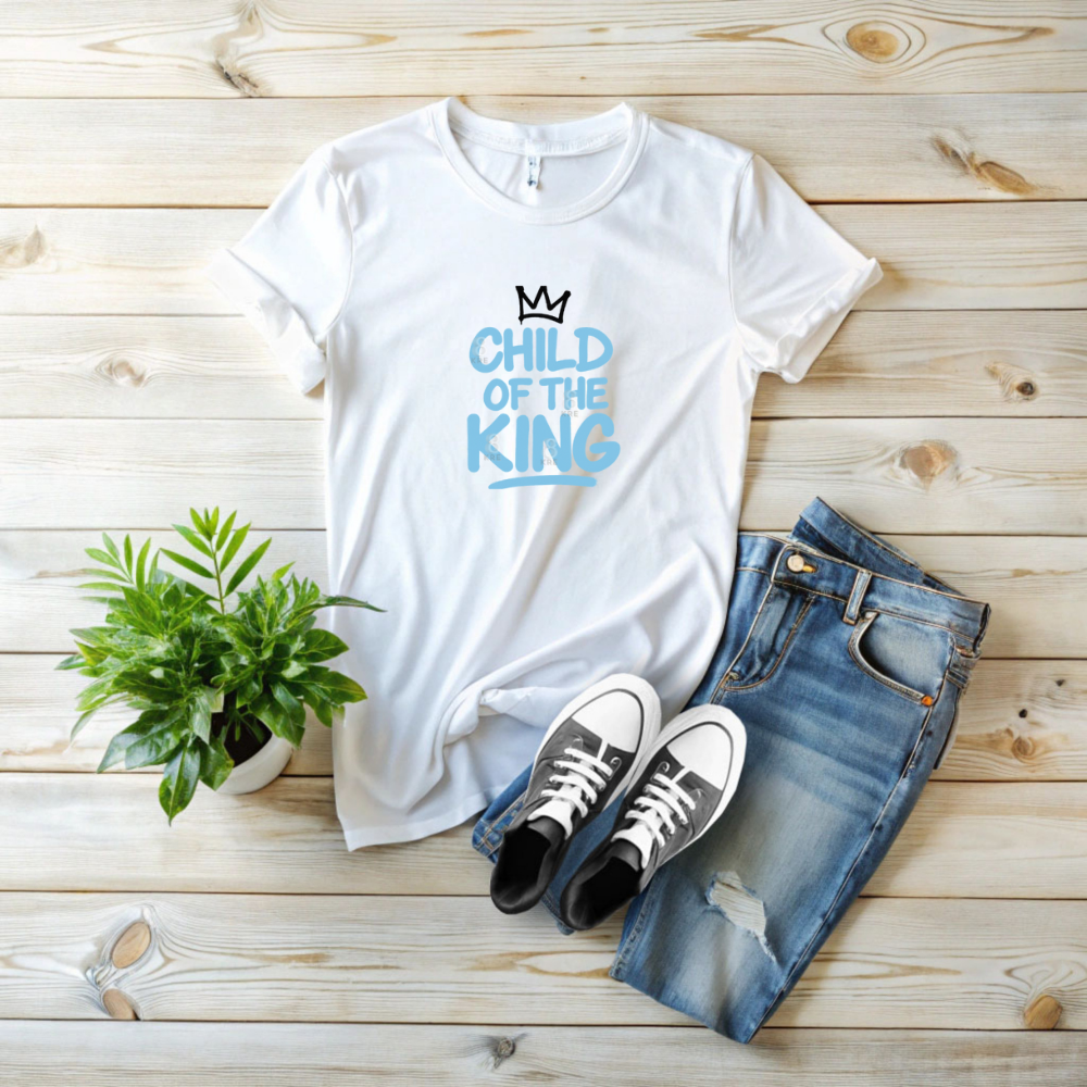 Oversized Graphic Tee - "Child of the King" Inspirational Shirt, Casual Wear, Relaxed Fit, Gift for Youth, Faith-Based Apparel